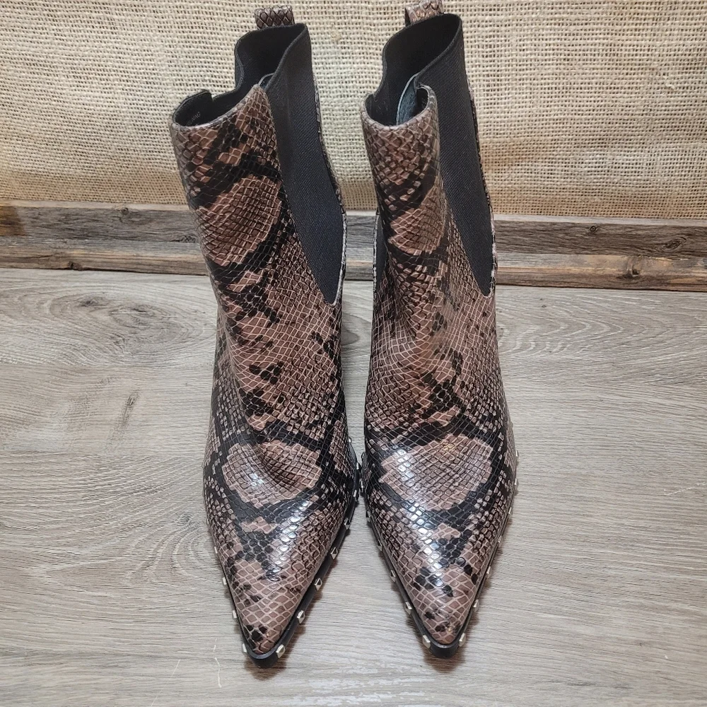 Charles By Charles David Snakeskin Ankle Boots with Studs Size 10
